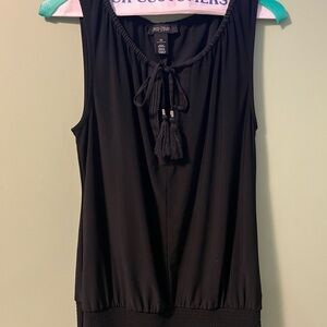 White House Black Market Black Top with Tassel Detail X Small